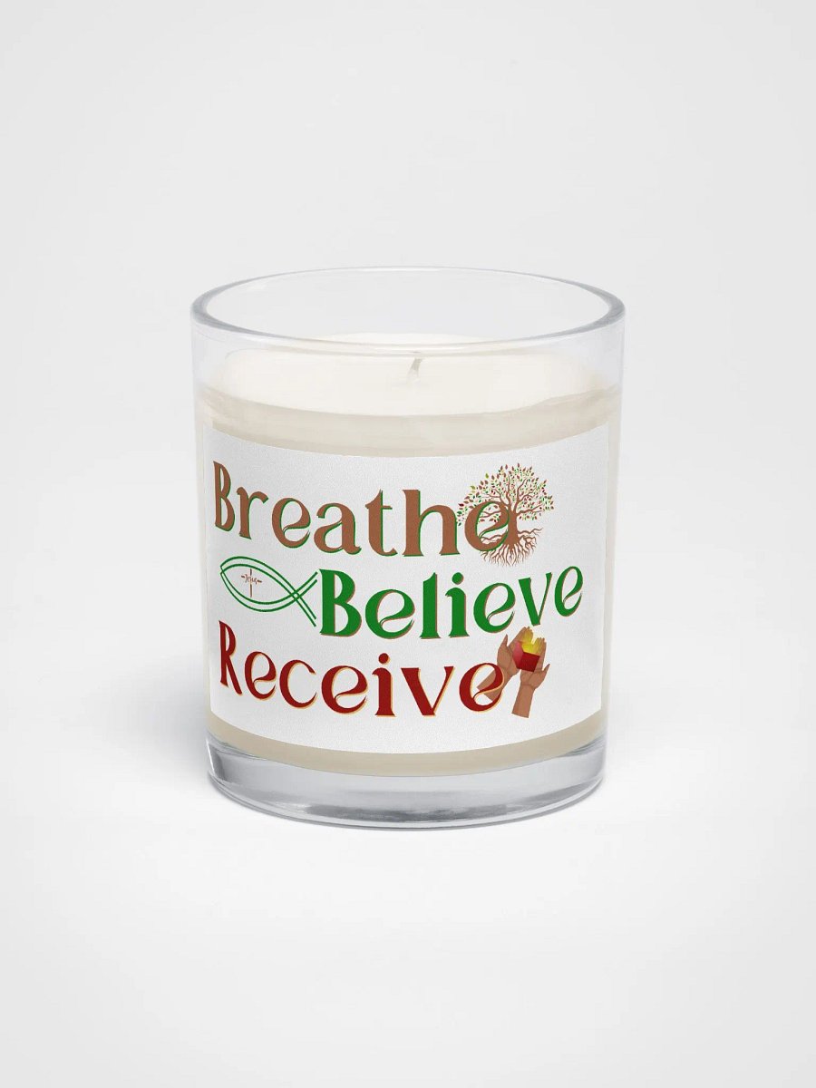 BREATHE BELIEVE RECIEVE SOY WAX CANDLE, INSPIRATIONAL MOTIVATIONAL, SELF-AFFIRMATION, POSITIVE VIBES, GIFT IDEA product image (1)