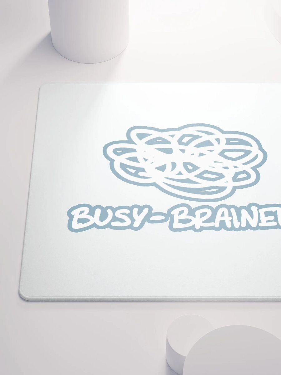 BUSY-BRAINED (lined design, #709AAF) mouse pad product image (6)