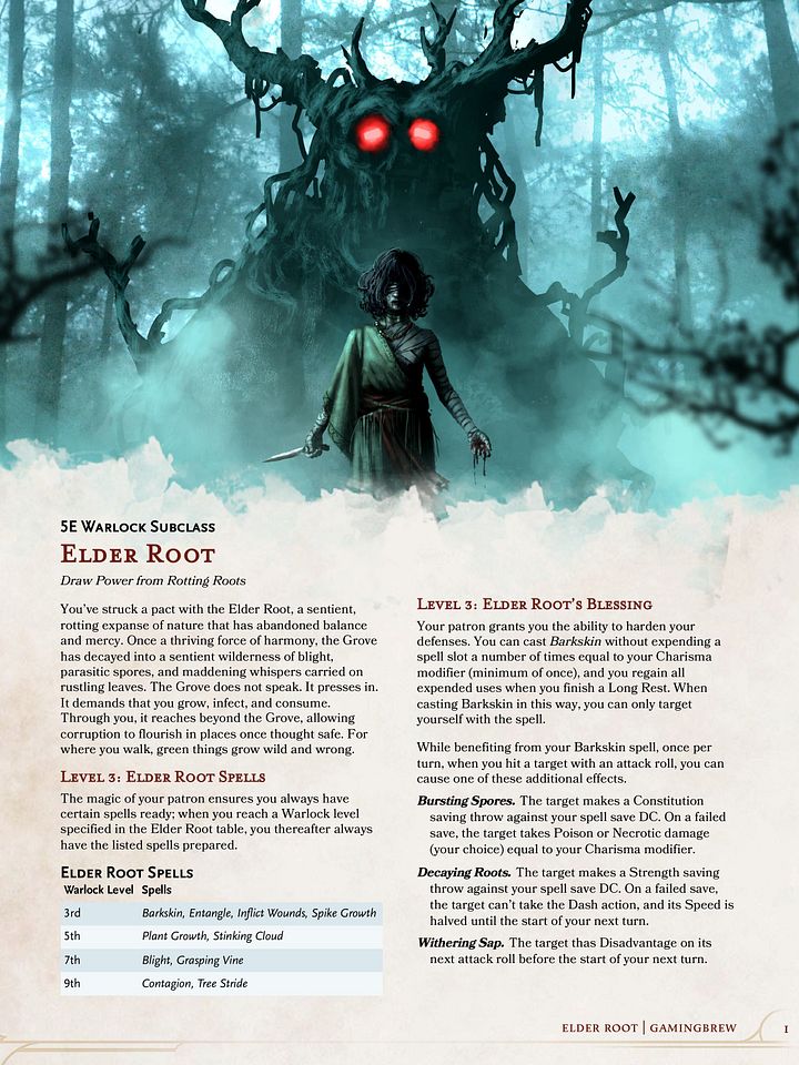 Elder Root | 5E 24 Warlock Subclass product image (2)