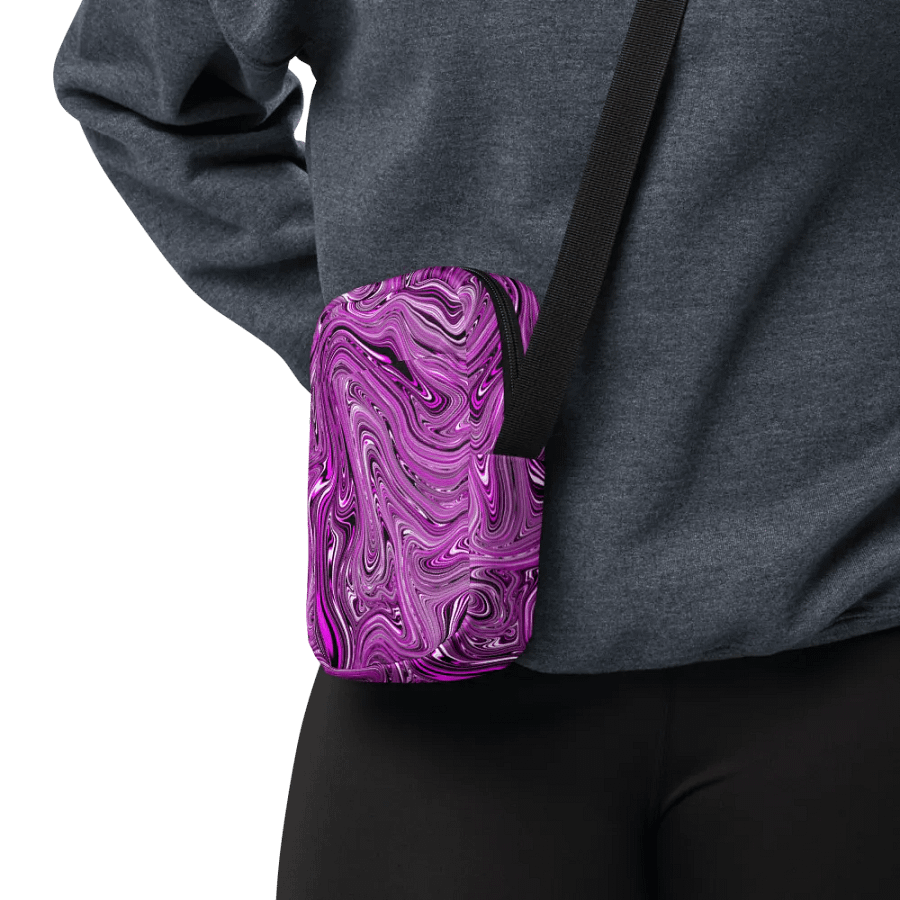 Utility Crossbody Bag - Purple and White Fluid Swirls product image (5)
