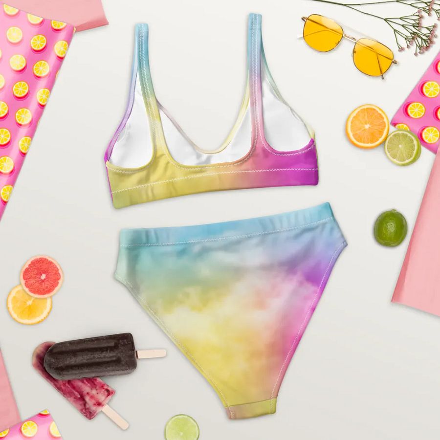 Blur cloud rainbow Design High Waisted Bikini - V3 product image (7)