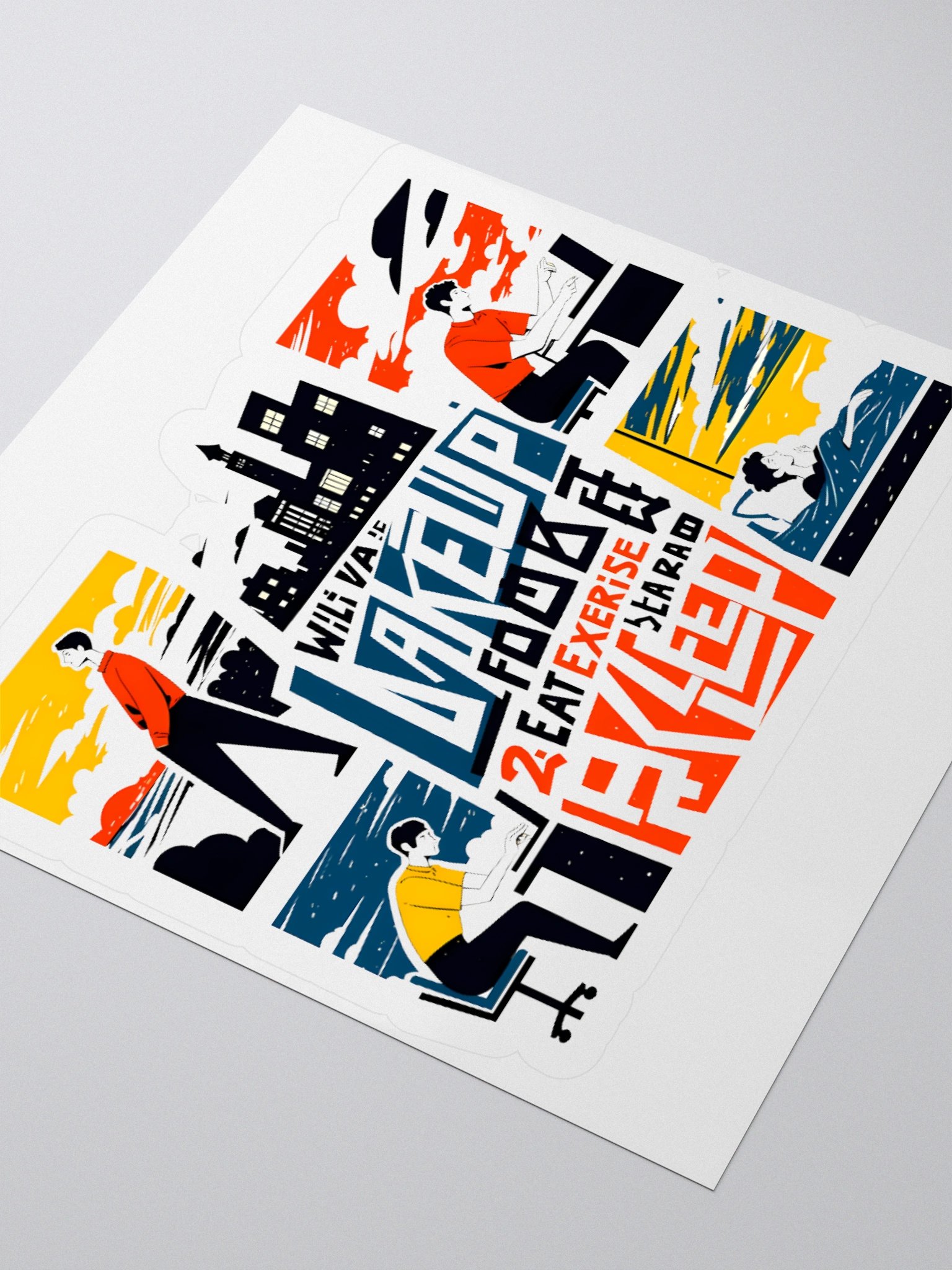 City Life Balance Poster | Wake, Work, Rest Art Sticker product image (8)