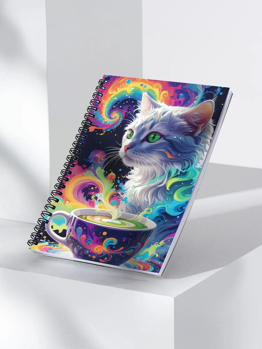 Psychedelic Cat with Swirling Coffee Art Spiral Notebook product image (3)