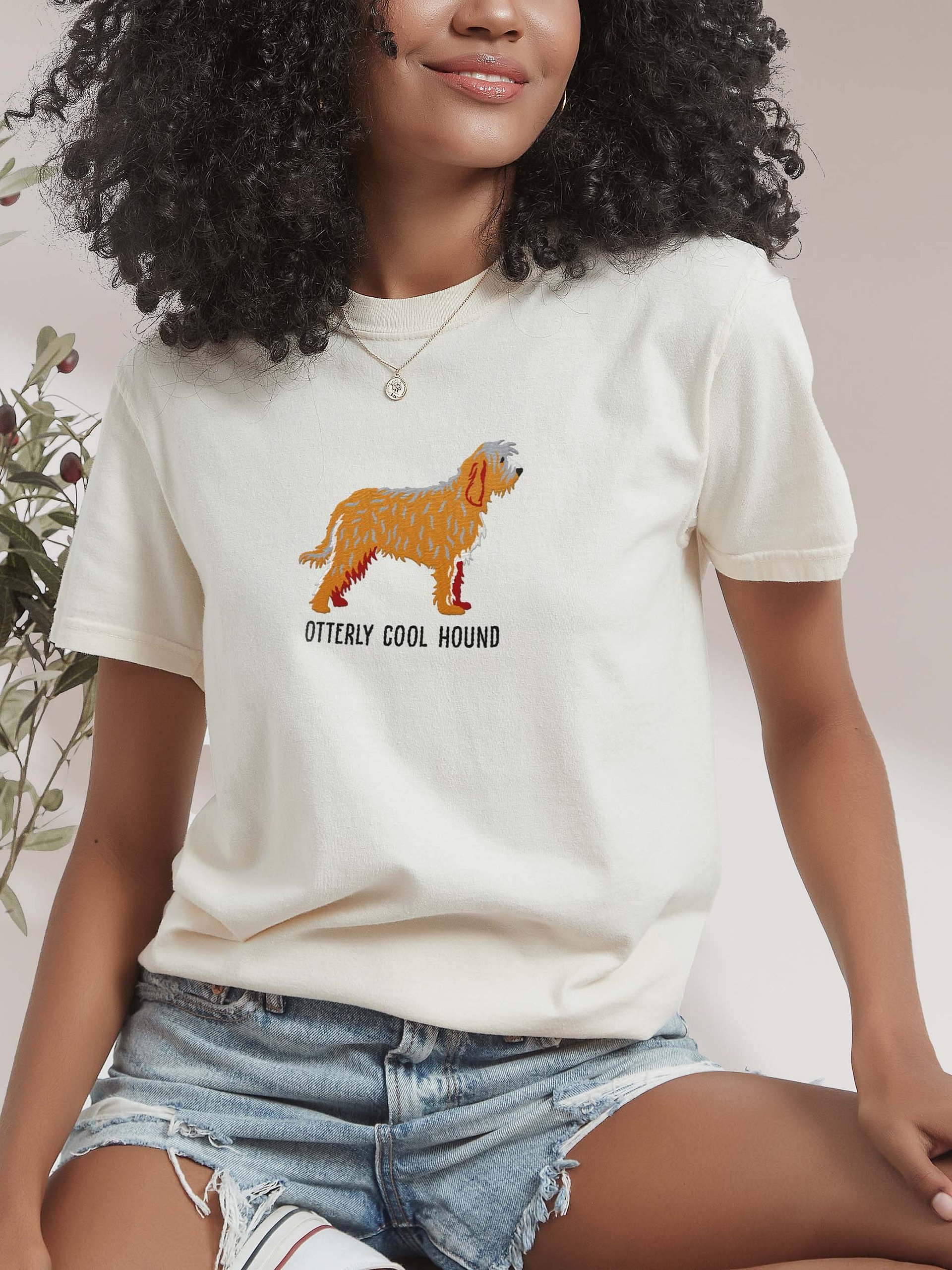Otterly Cool Hound T-Shirt(Embroidered) of an Otterhound(Wheaten) product image (2)
