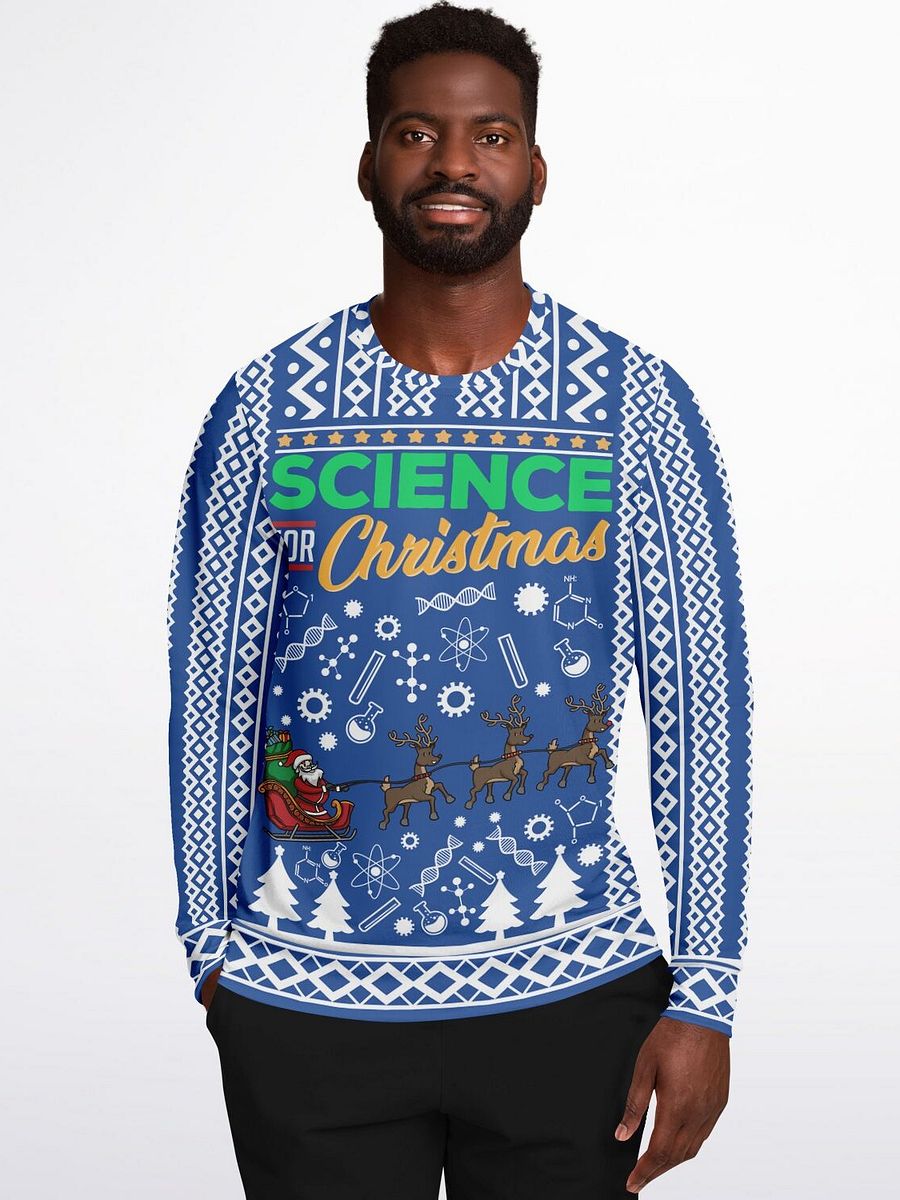 Festive Science-Themed Ugly Christmas Sweater – Fun Geeky Holiday Sweater with Santa and Scientific Symbols product image (7)