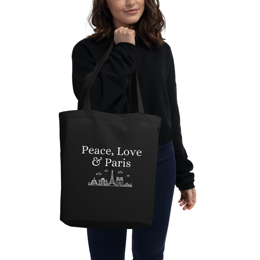 Peace, Love and Paris Organic Statement Tote with Monuments Eco-Friendly Chic product image (1)