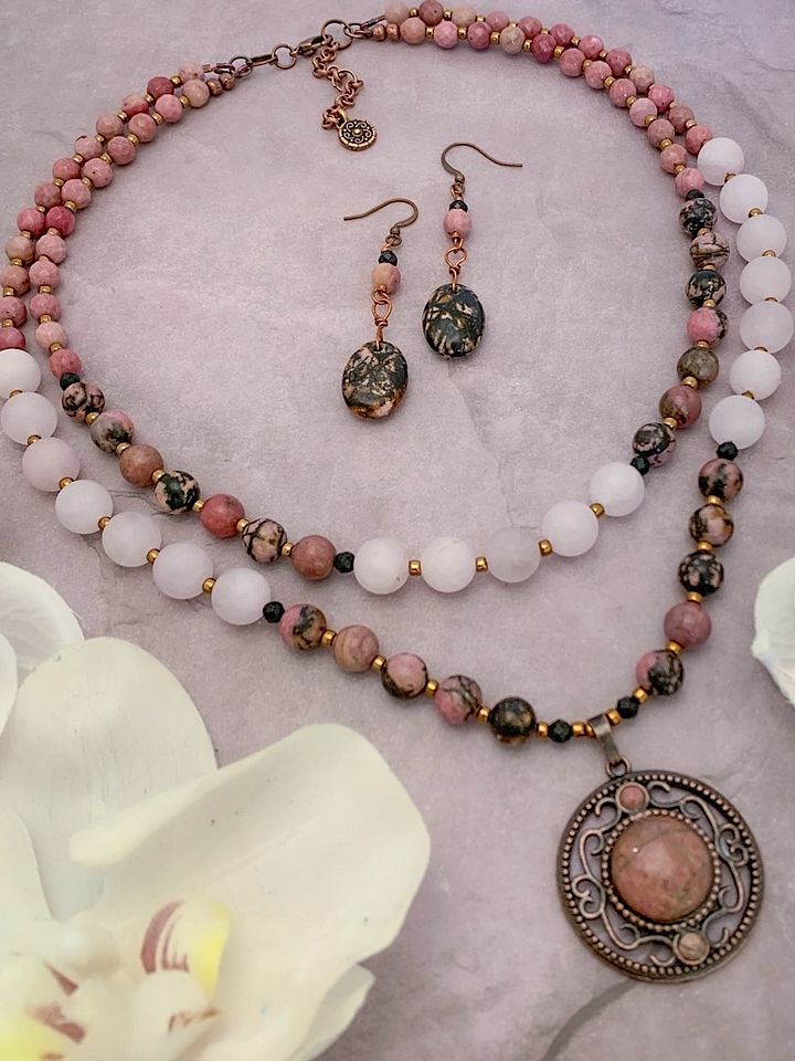 Rhodonite Copper Pendant Necklace Set product image (2)