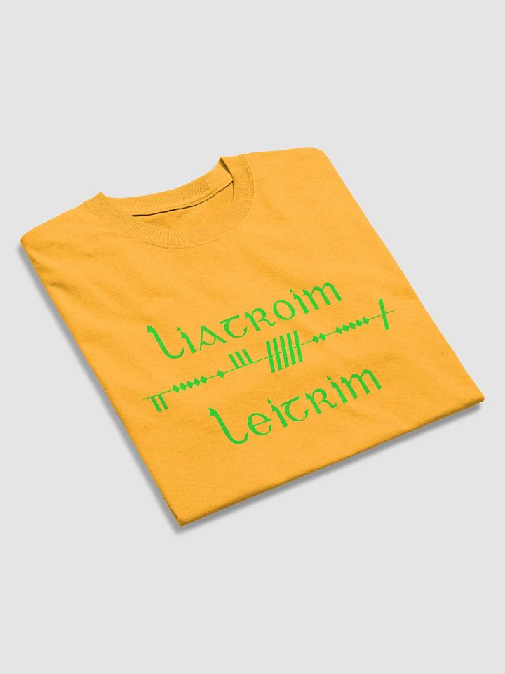 Leitrim/Liatroim Scholastic style Ogham, printed Gold T-shirt product image (2)