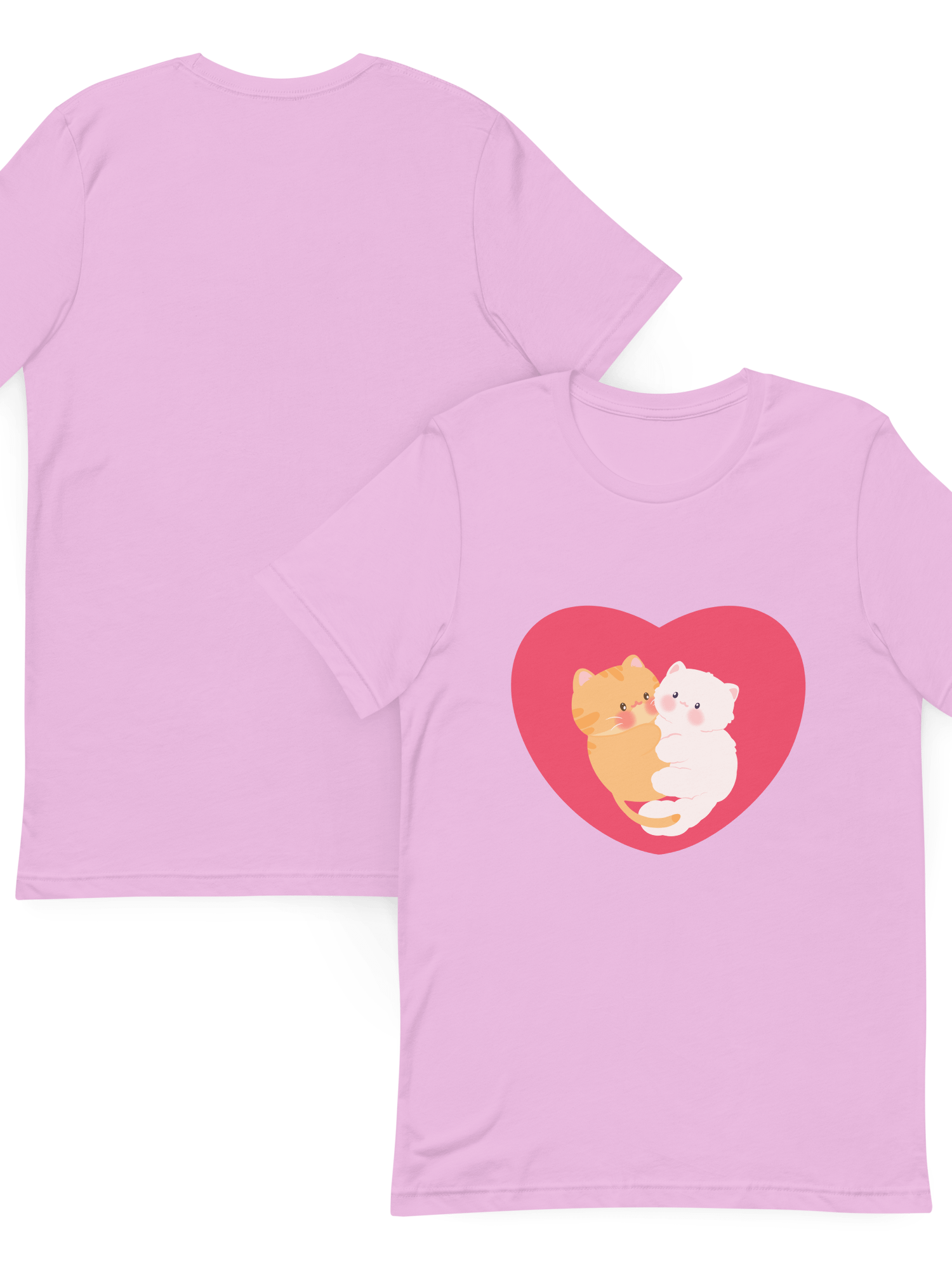Heart Cats Duo Soft Cotton Unisex T-shirt product image (3)