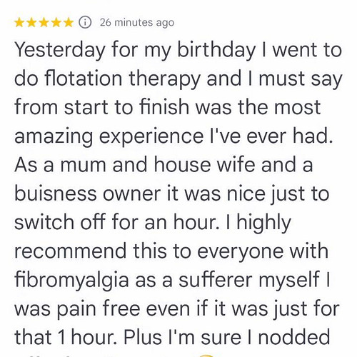 New Review!!

#fibromyalgia #sleep #rest #floattanks