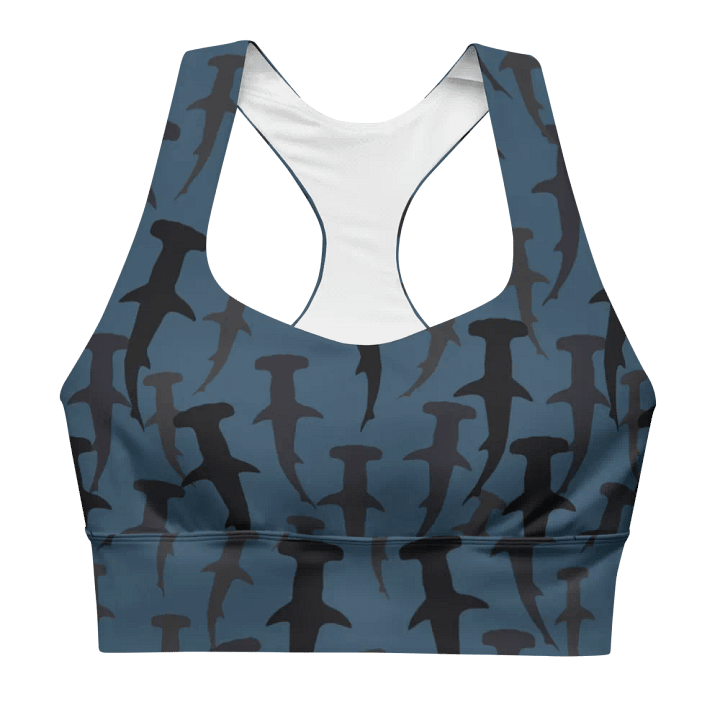 Hammerhead Sharks - Dark Ocean - Recycled Polyester - Longline Sports Bra product image (1)