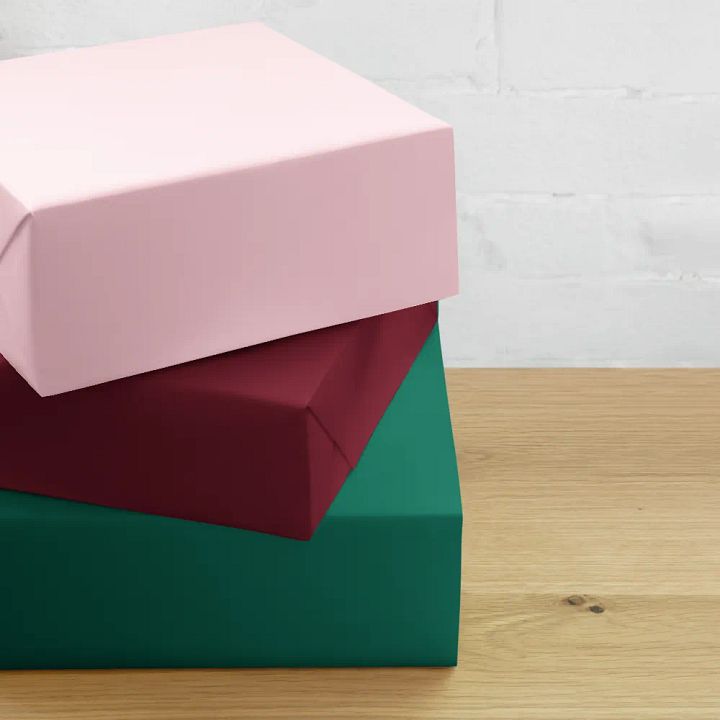 Mixed (Pink, Burgundy, Green) Solid Holiday Christmas Wrapping Paper Sheets (3) product image (2)