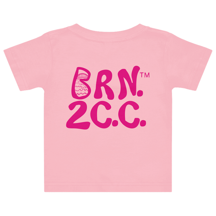 BOURNE to Cape Cod™ | DTG Vintage Print | Baby Jersey T-Shirt | BRN.2C.C.™ Logo Back | Coastal Cotton Tee for Little Explorers | Vibrant Pink Logo product image (2)