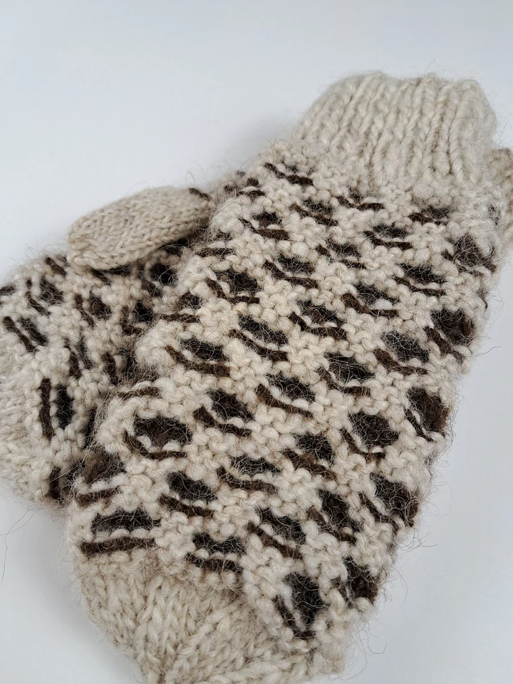 Hand Made Wool Newfie Mittens - Medium - Honeycomb Pattern product image (1)