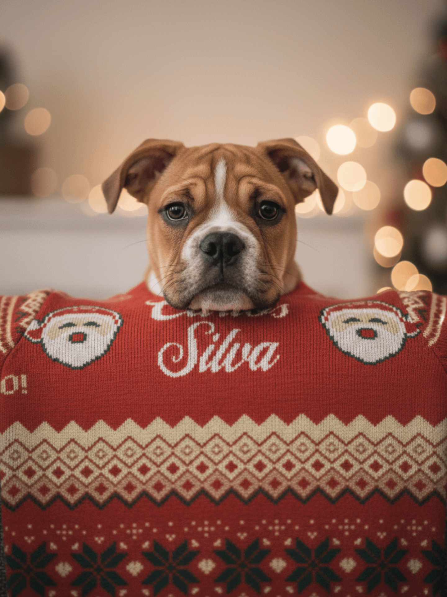 KNITTED CHRISTMAS SWEATER CLASSIC FIT / PERSONALIZED NAME / RED - HO HO HO! product image (1)