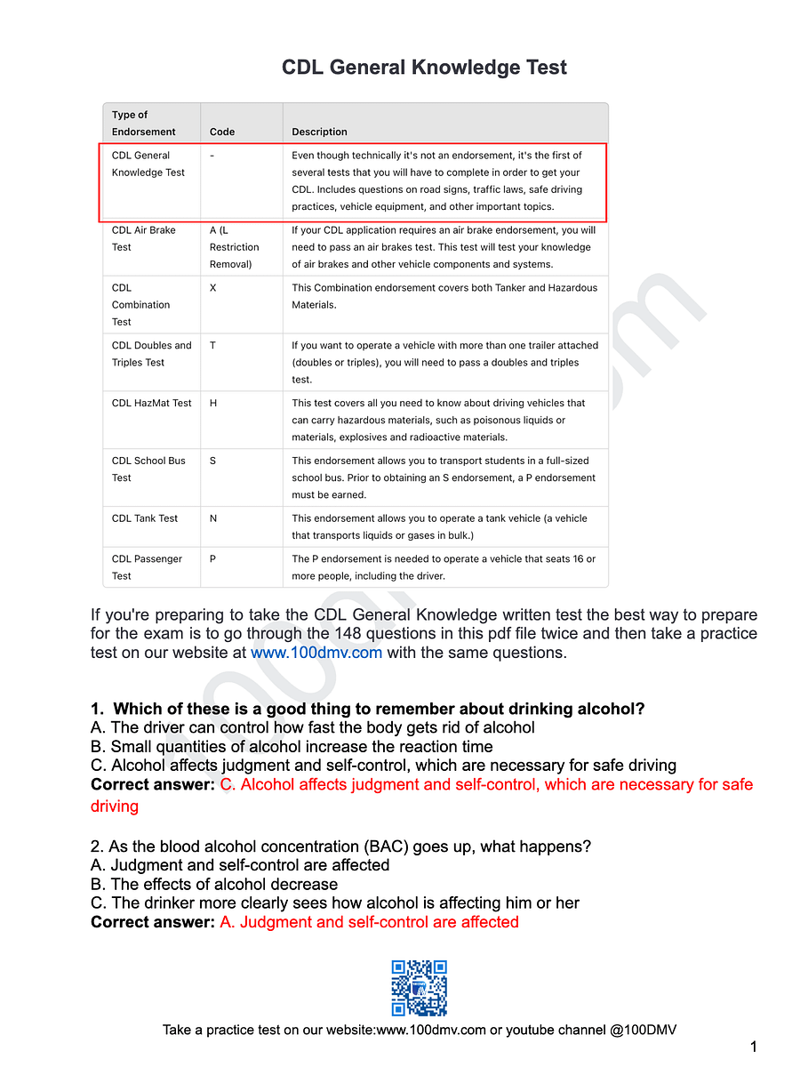 CDL General Knowledge Test (PDF file) product image (2)