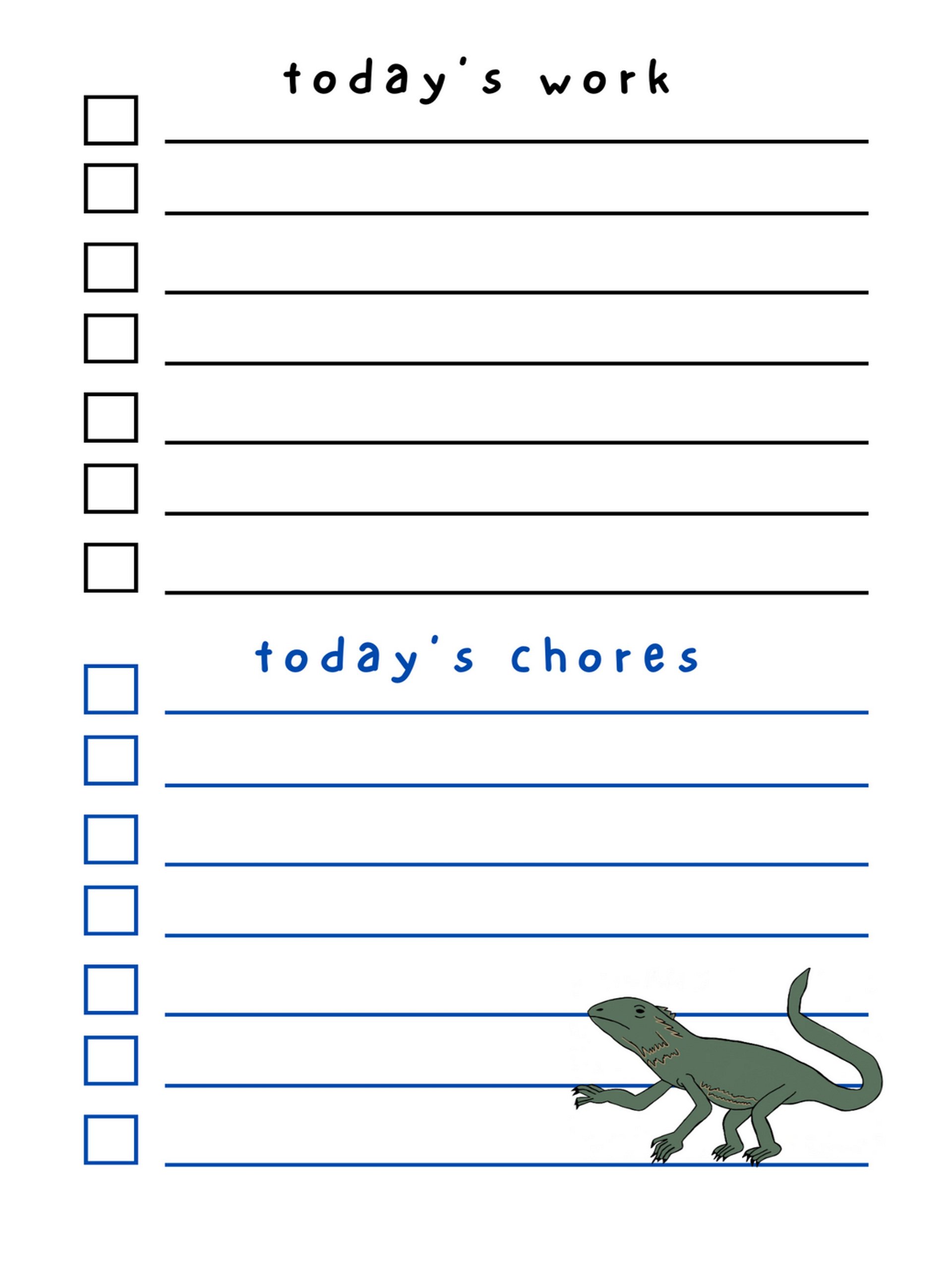 Cute Cartoon Lizard Laminated To Do List with Dry Erase Marker product image (2)
