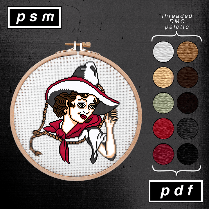 Percy Waters Cowgirl with Lasso Portrait Pattern product image (1)