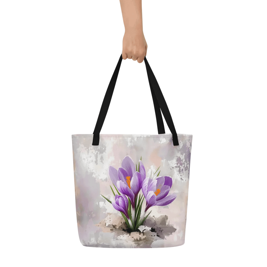 Tote Bag: Vintage Purple Crocus Flowers Floral Design product image (9)