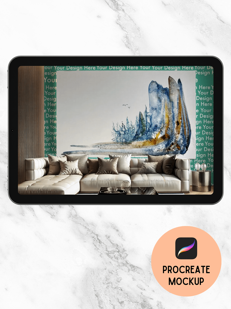 Procreate Mockup – Elegant Living Room Scene for Wallpaper & Art Prints + Business Guide |MaddaMom 250201) product image (7)