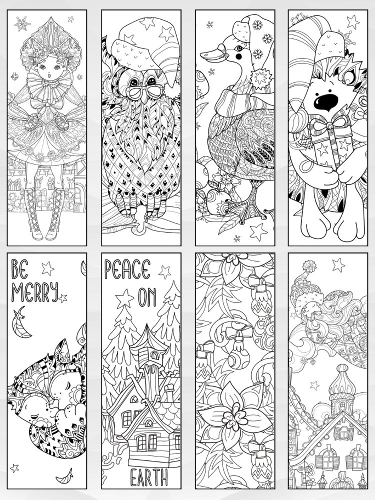 Printable Christmas Coloring Bookmarks - 2