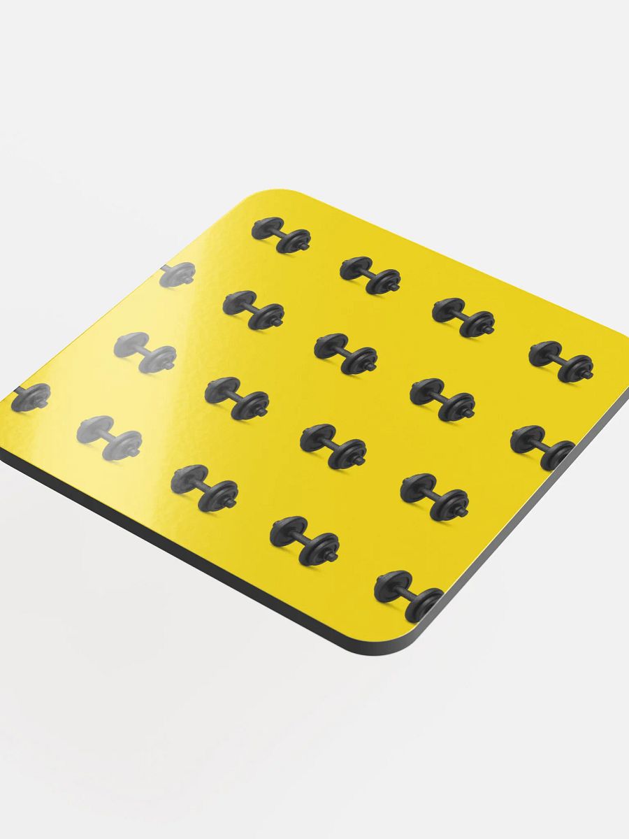 Yellow Black Dumbbell Cork Coaster product image (4)