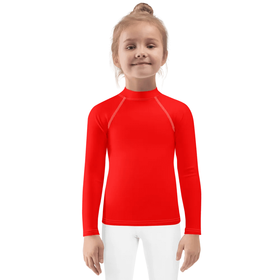 Kids Plain Color Red Rash Guard product image (1)