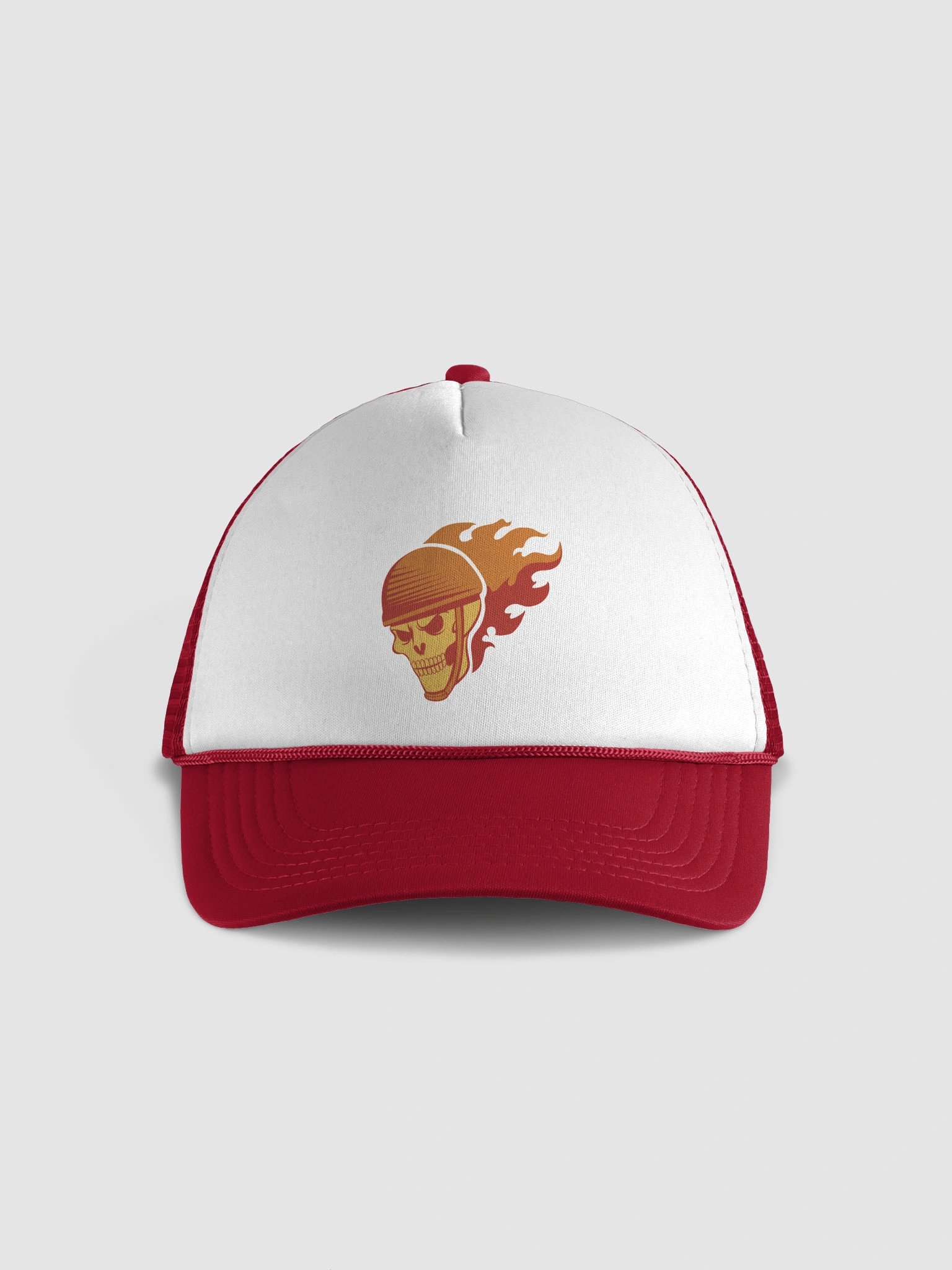 Flaming Skull Rider Design Foam Trucker Hat product image (1)