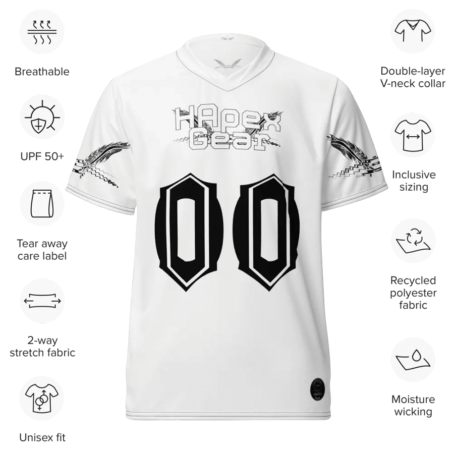 Capital FREAKY HOODY - White - Recycled Unisex Sports Jersey - White HApex Gear Black Logo product image (9)