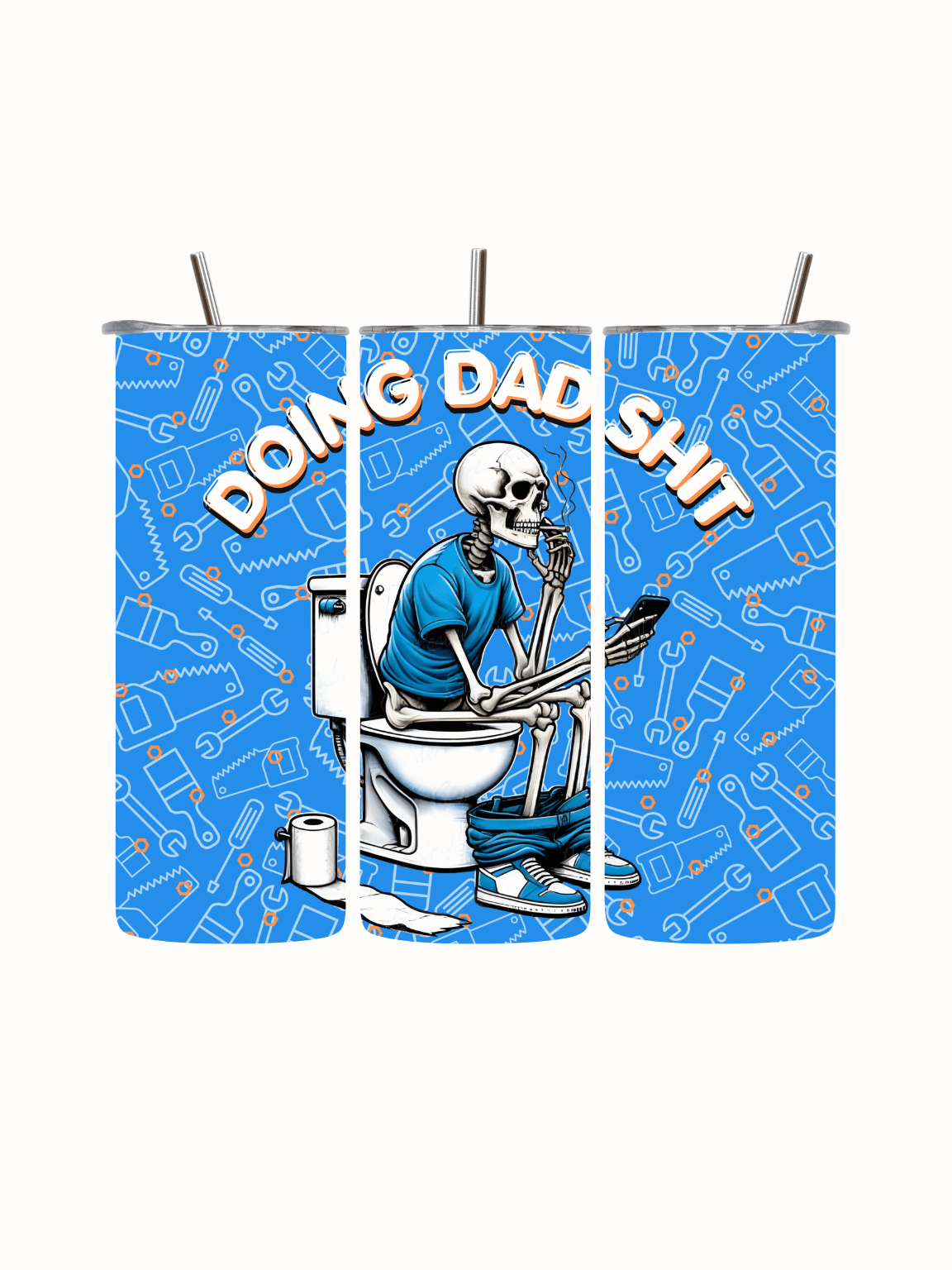 Doing Dad Shit Tumbler – Funny Skeleton on Toilet Design – Humorous Dad Gift product image (2)