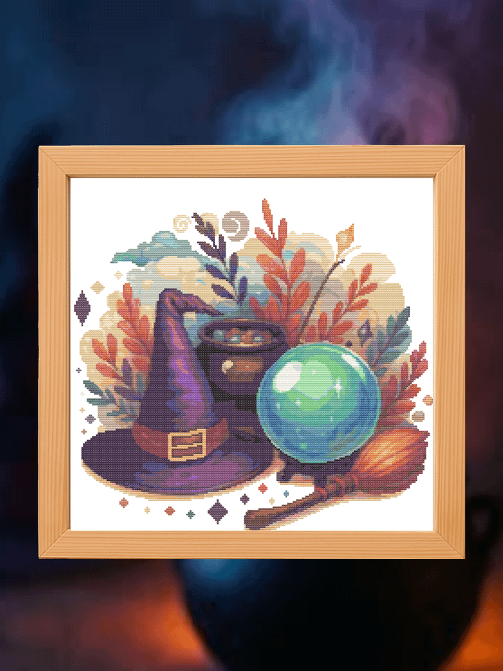 Cosy Witch Scene Cross Stitch Pattern product image (1)