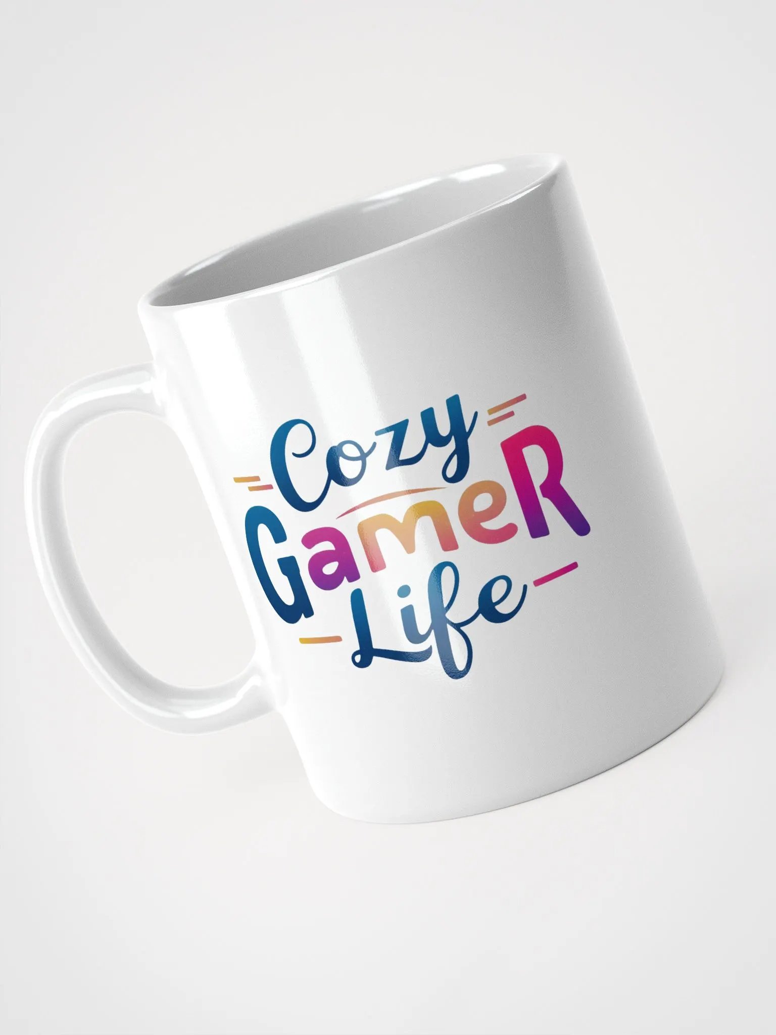 Cozy Gamer Life Vivid Text Only White Mug product image (3)