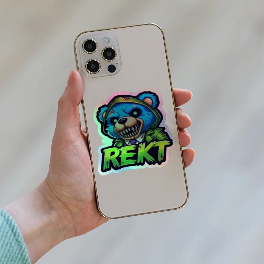Aggressive Blue Bear REKT Holographic Sticker Sheet product image (8)