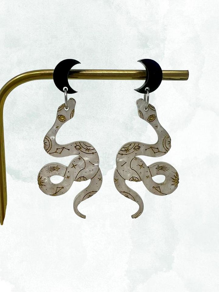 Mystical Snake Earrings (White Pearl) product image (1)