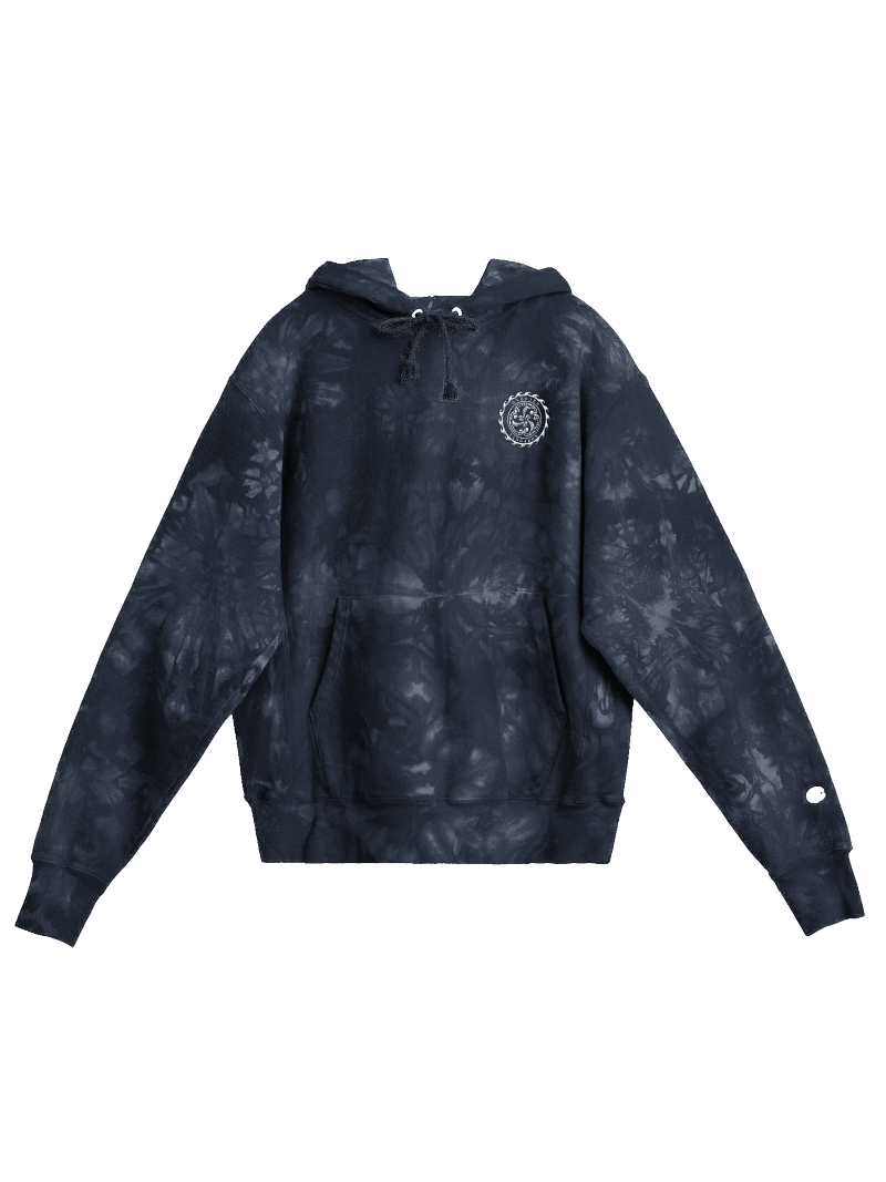 Embroidered Tie-Dyed Champion Hoodie – Classic Logo (Left Chest)