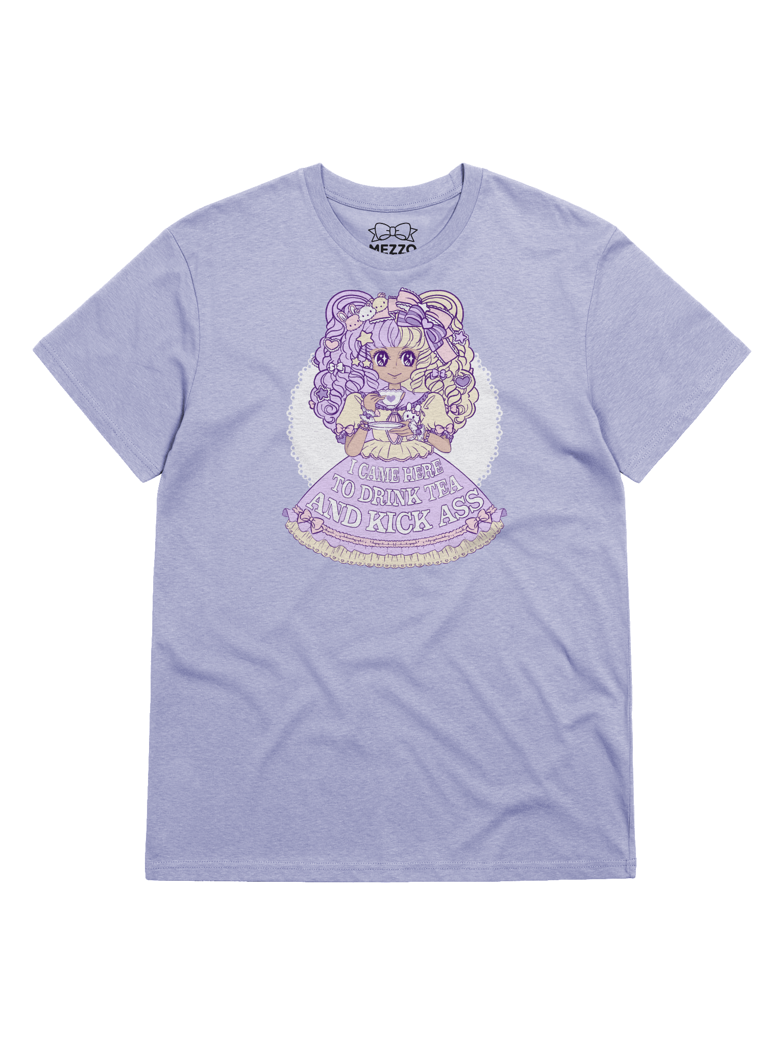 𝑬𝑼⧸𝑼𝑲 I Came Here to Drink Tea & Kick Ass (OTT, Lavender) organic cotton t-shirt product image (1)