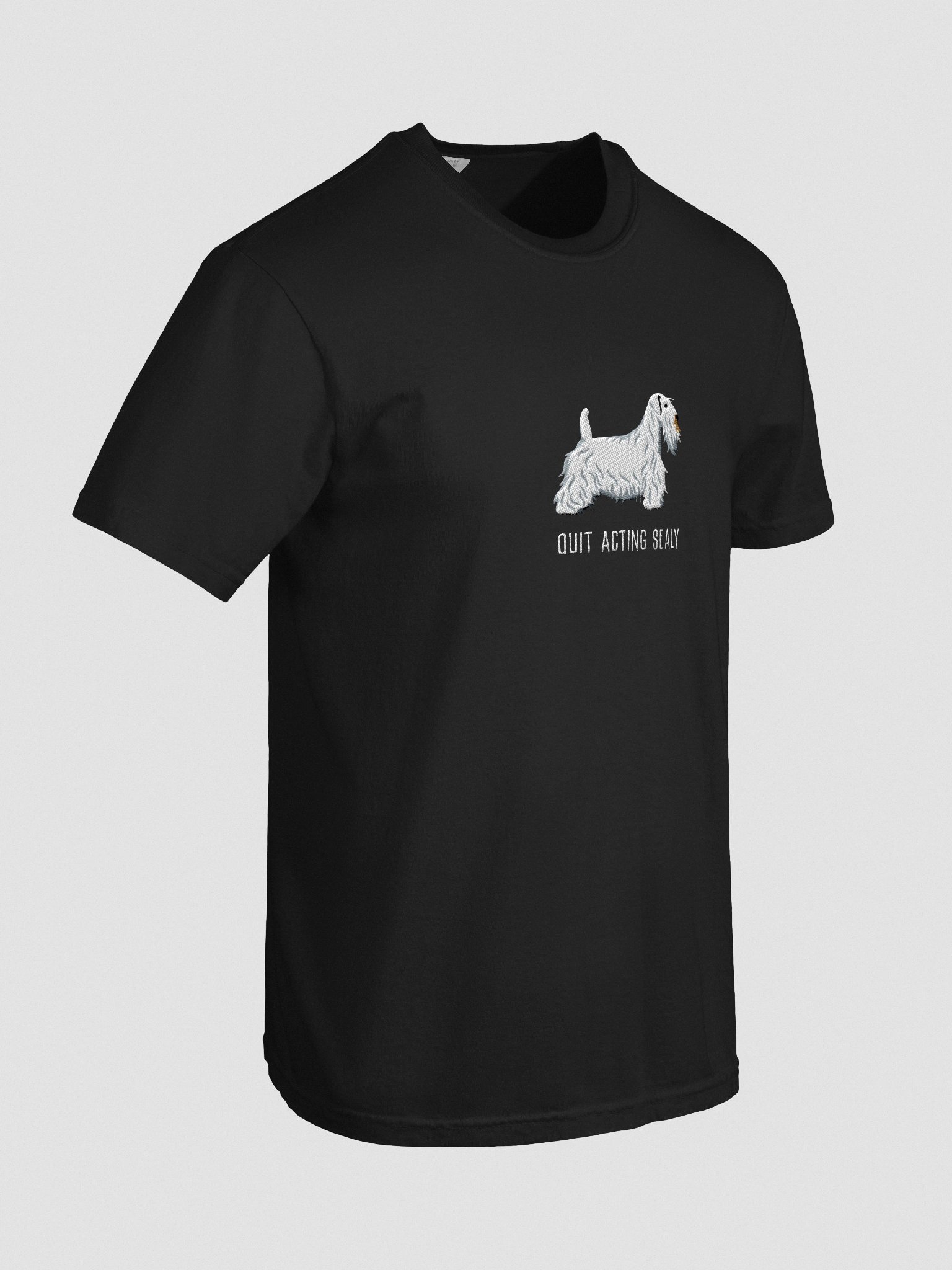 Quit Acting Sealy T-Shirt(Embroidered) of a Sealyham Terrier(White) product image (11)