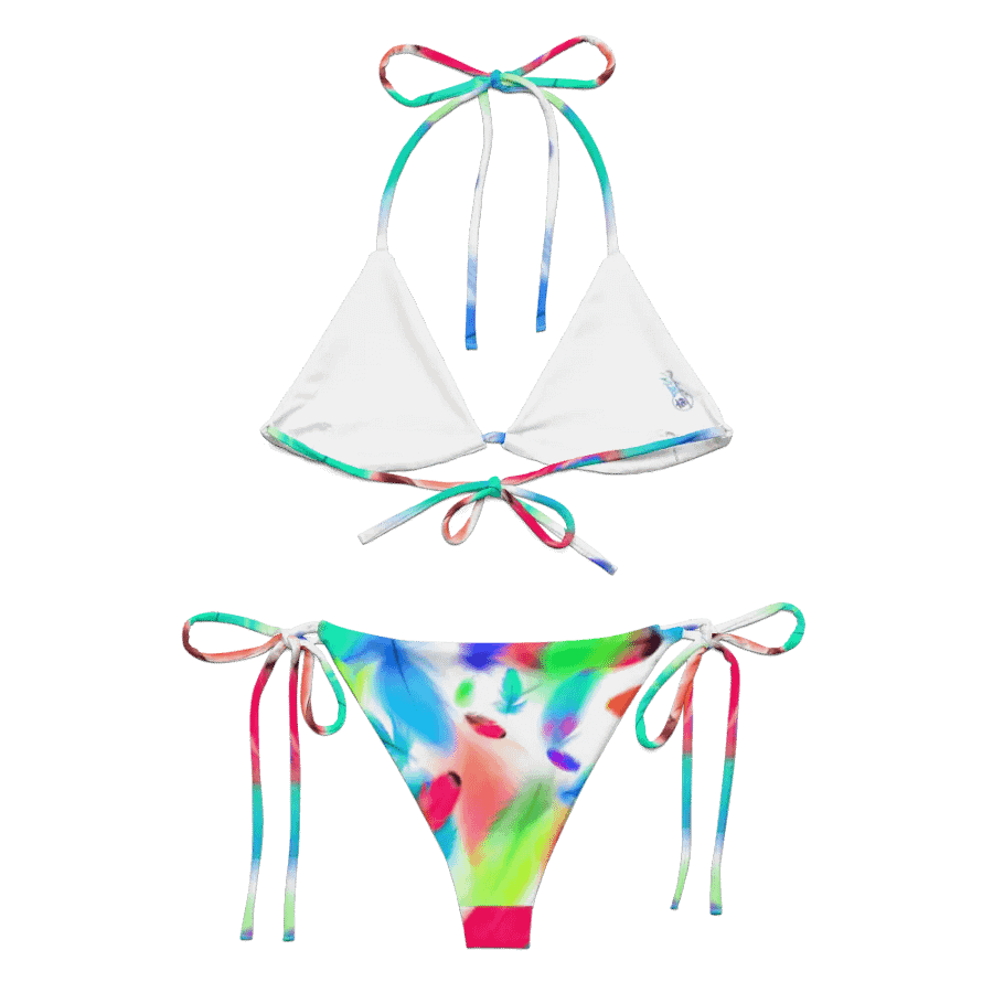 Colorful Feather Pattern Design String Bikini - v3 product image (5)