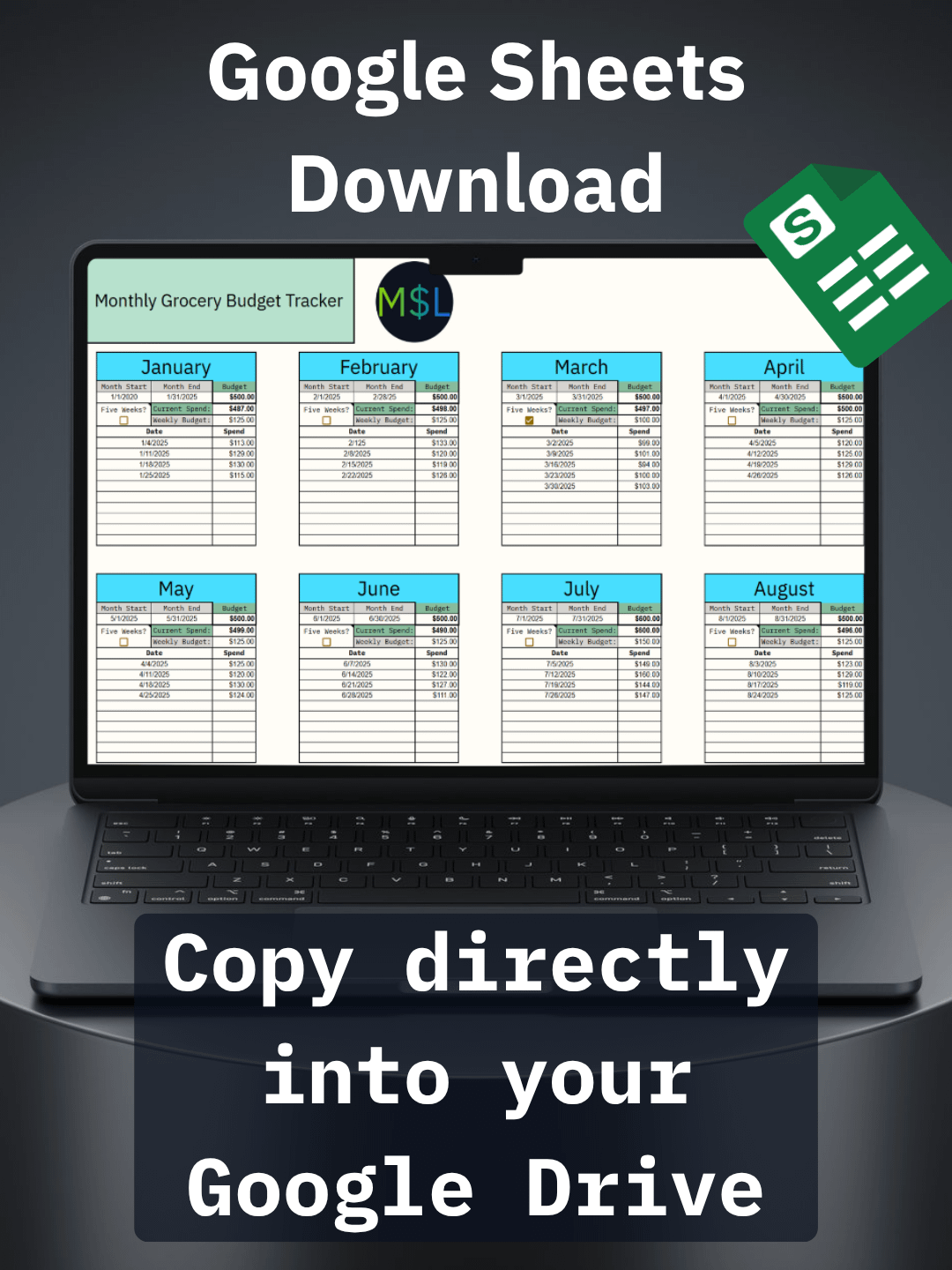 Monthly Grocery Budget Tracker FREE product image (4)