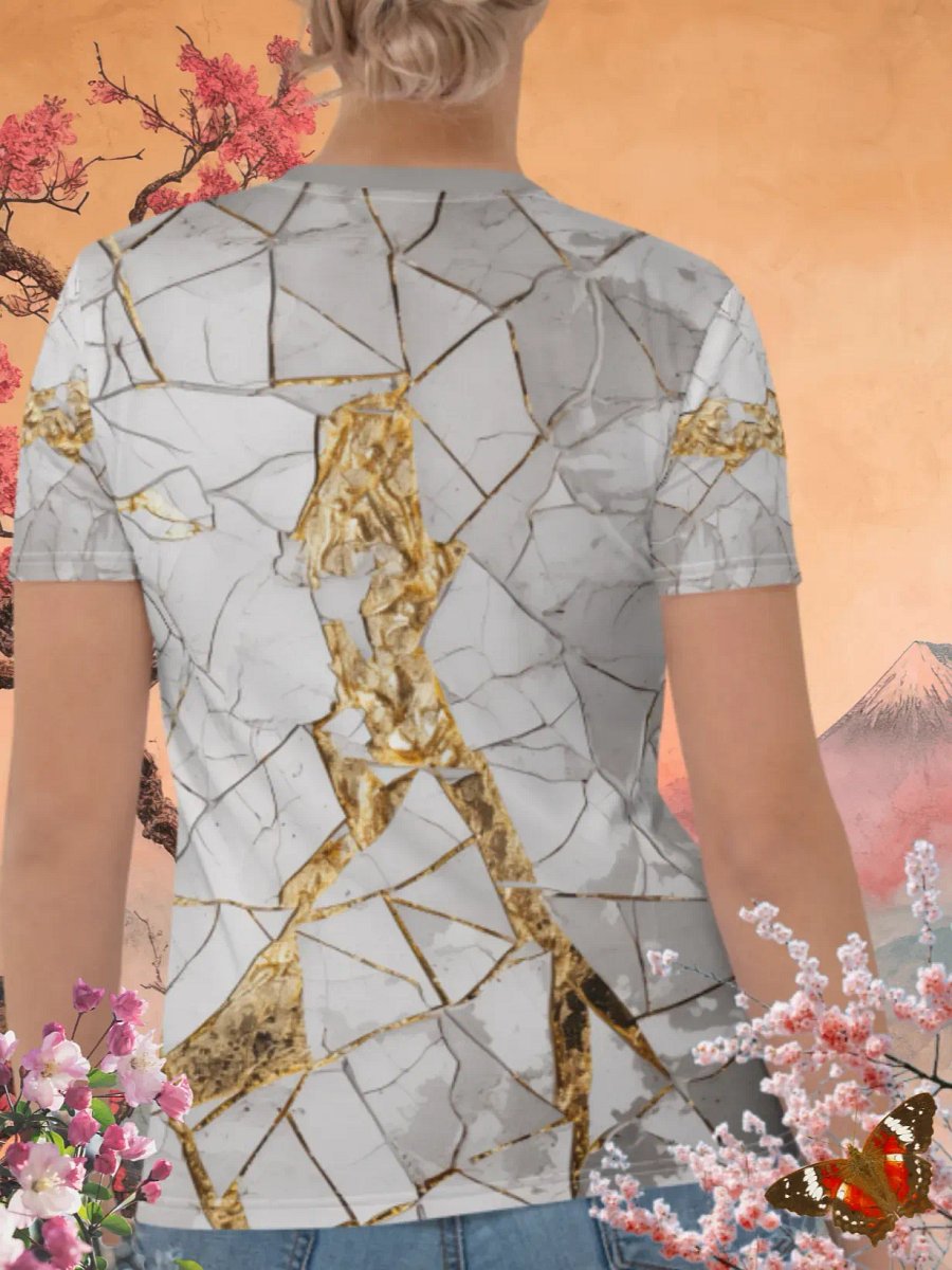 White & Gold Kintsugi T-Shirt product image (4)