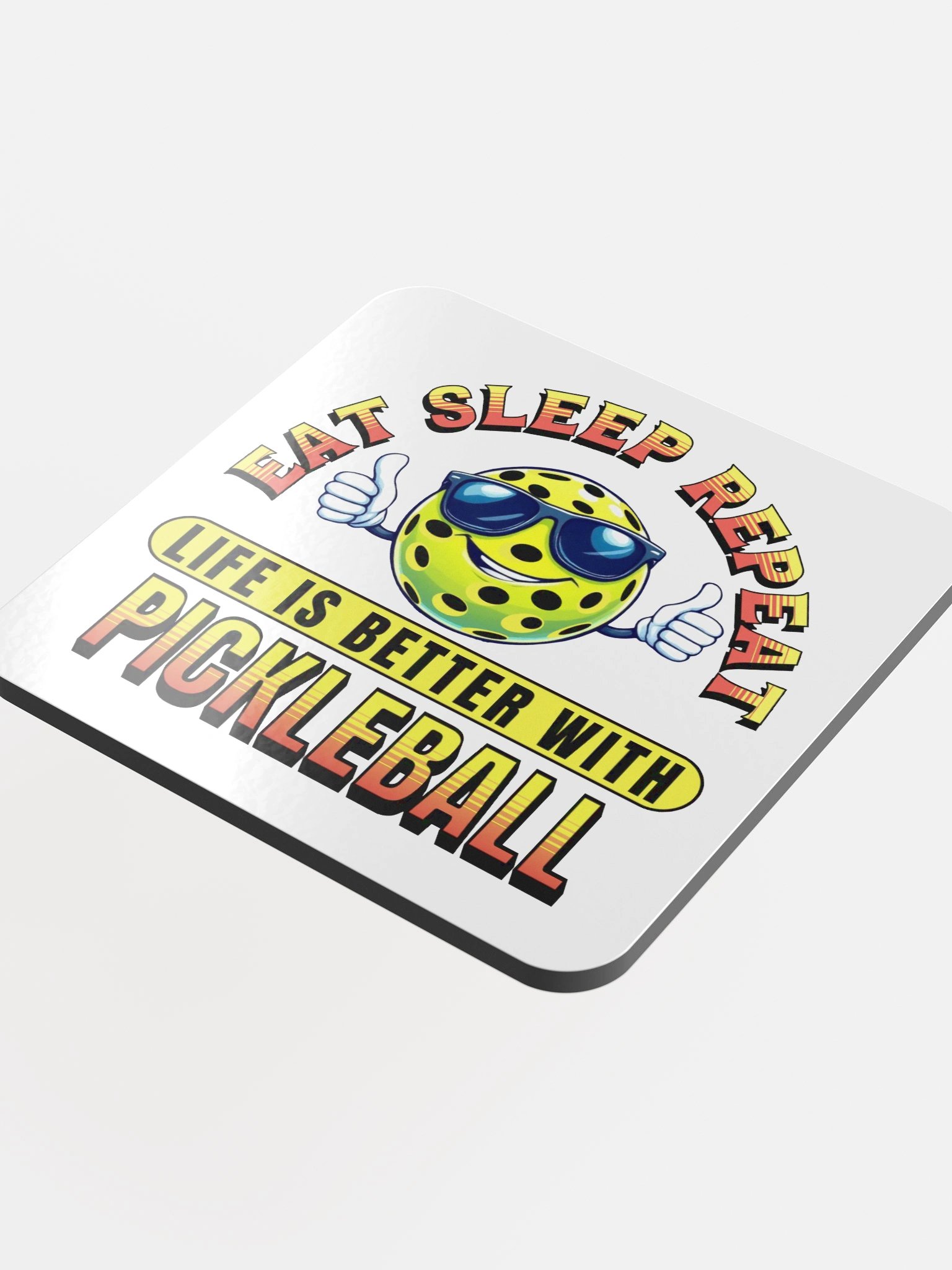 Eat Sleep Repeat Pickleball Thumbs Up Vibes Coaster product image (1)