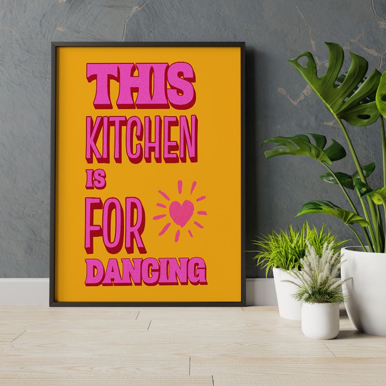 THIS KITCHEN IS FOR DANCING Retro Typography Art Print product image (9)