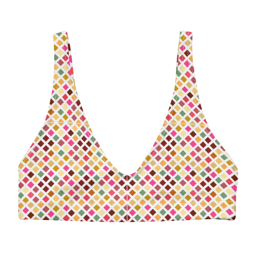 Colorful Square Pattern Design Padded Bikini Top - V3 product image (4)