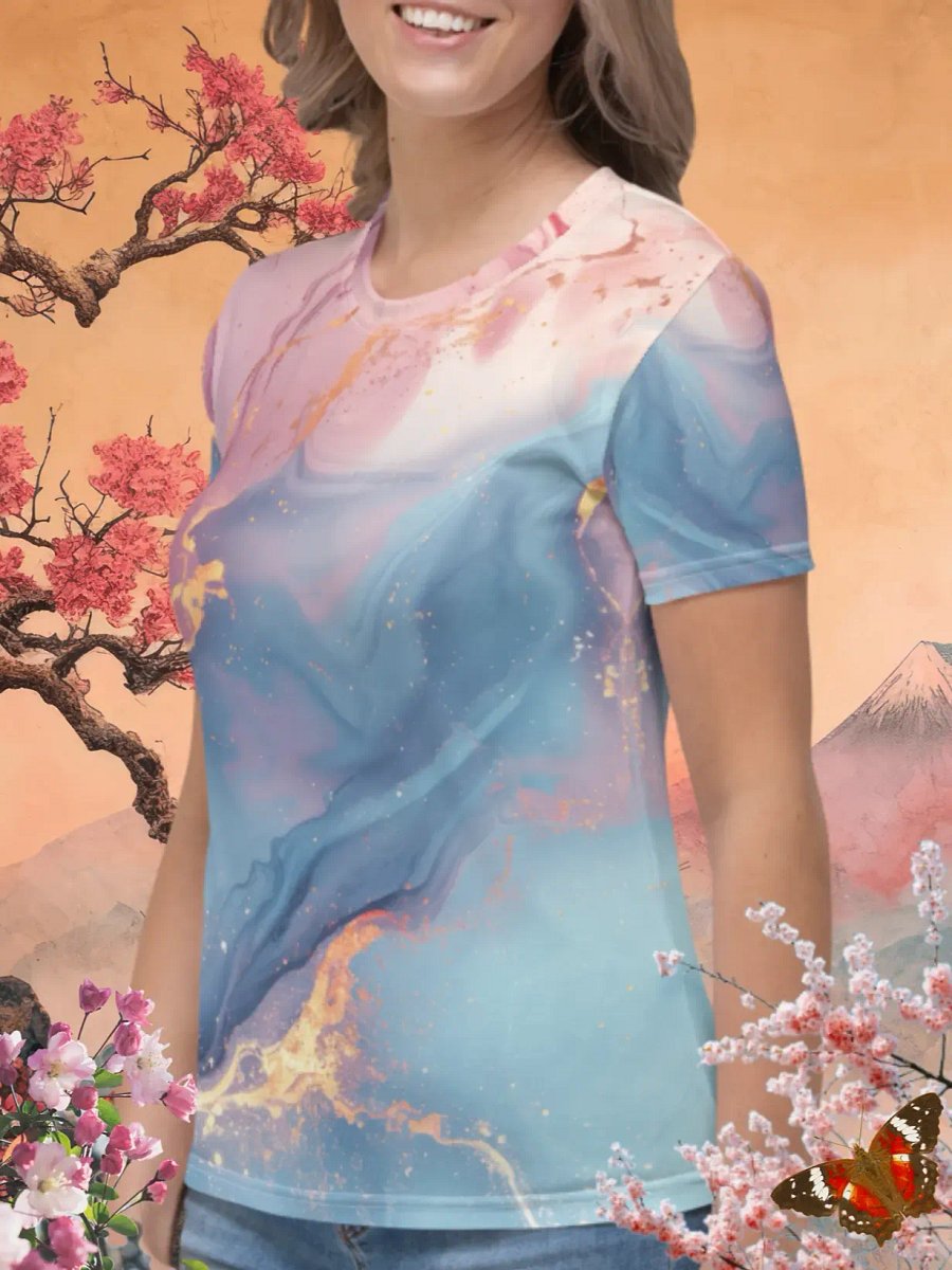 Pink & Blue Marble Print T-Shirt product image (2)