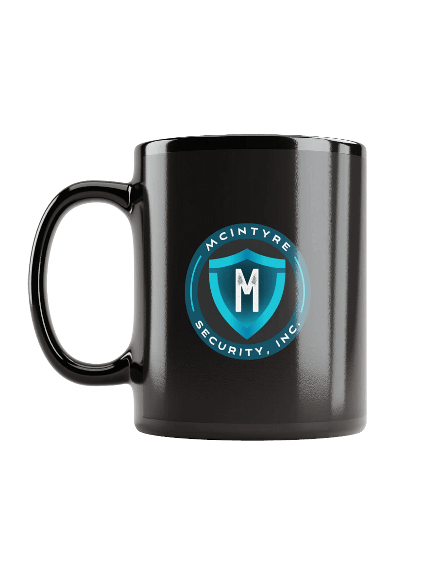 Black ceramic coffee mug - McIntyre Security, Inc. Logo product image (6)
