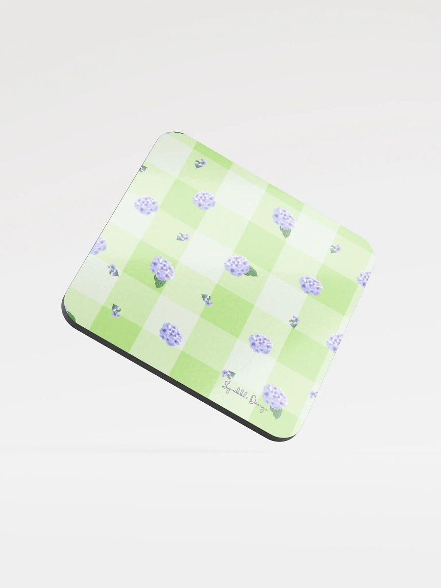 Hydrangeas on Green Gingham Coasters product image (1)