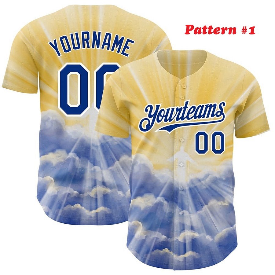 Authentic Baseball Jersey, Custom Baseball Jersey, Personalized Sport Jersey, Colorful, Flowers, Number, God, Jesus, Chris product image (184)