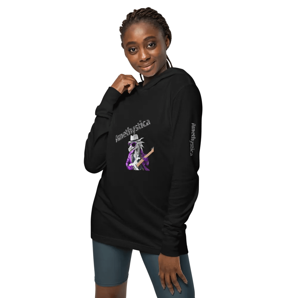 Bella+Canvas Hooded Long Sleeve: Rock On Dragon with Guitar product image (7)