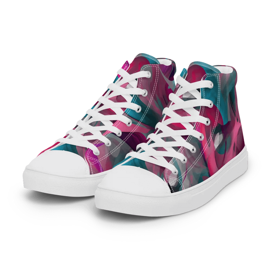 Womans Custom High Tops _ Calceonova Streetwear _ Abstract Graffiti Pink Turquoise product image (8)