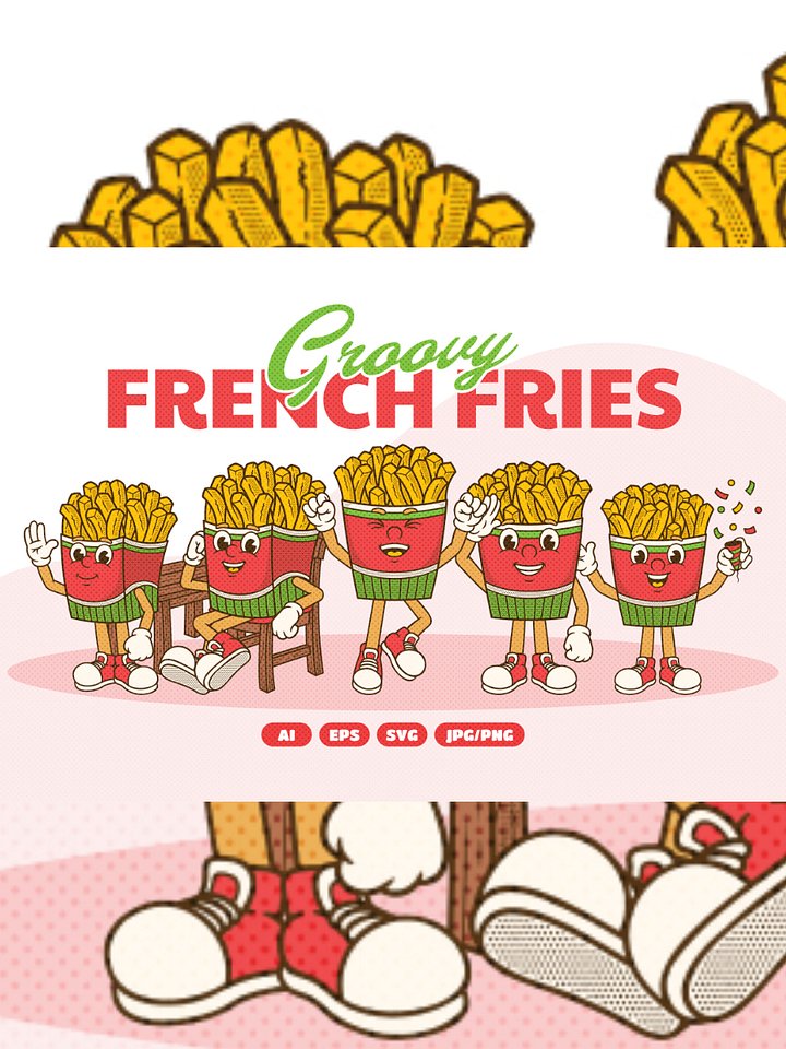 Retro French Fries Groovy Illustration product image (1)